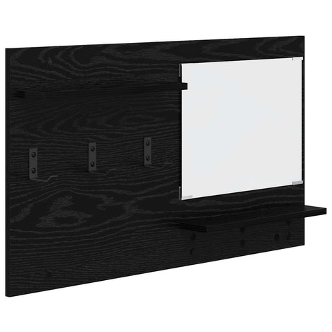 vidaXL Wall-Mounted Coat Rack with Shelf Wall-mounted with Storage with Mirror Black oak Engineered wood