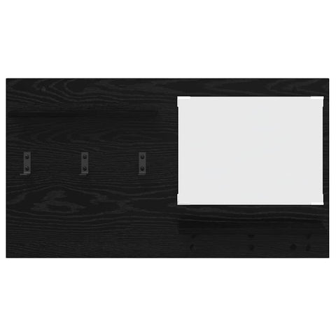 vidaXL Wall-Mounted Coat Rack with Shelf Wall-mounted with Storage with Mirror Black oak Engineered wood