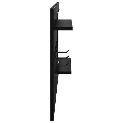 vidaXL Wall-Mounted Coat Rack with Shelf Wall-mounted with Storage with Mirror Black oak Engineered wood