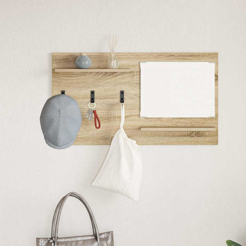vidaXL Wall-Mounted Coat Rack with Shelf Wall-mounted with Storage with Mirror Sonoma oak Engineered wood
