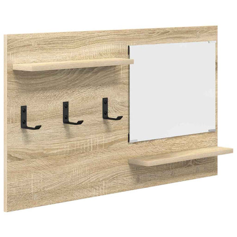 vidaXL Wall-Mounted Coat Rack with Shelf Wall-mounted with Storage with Mirror Sonoma oak Engineered wood