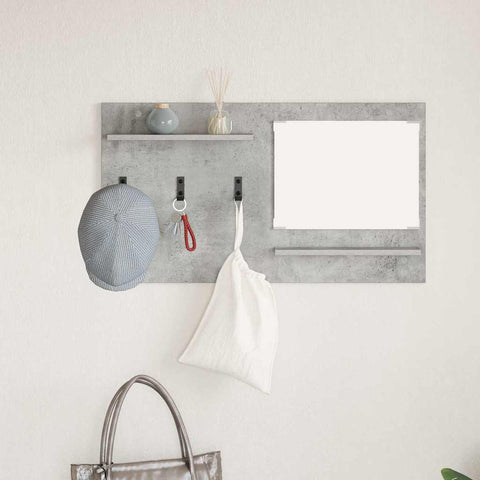vidaXL Wall-Mounted Coat Rack with Shelf Concrete grey Engineered wood