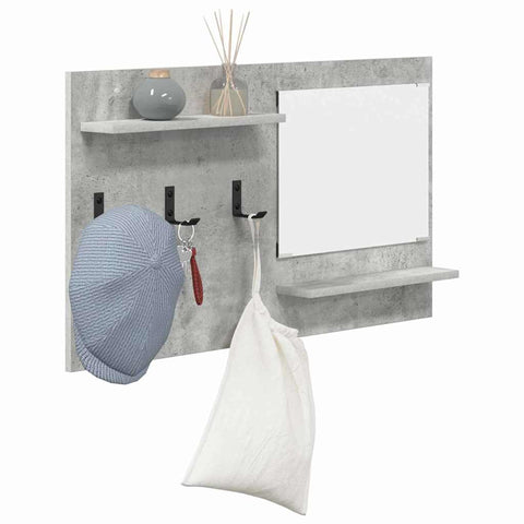 vidaXL Wall-Mounted Coat Rack with Shelf Concrete grey Engineered wood