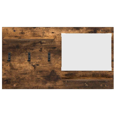 vidaXL Wall-Mounted Coat Rack with Shelf Wall-mounted with Storage with Mirror Smoked oak Engineered wood