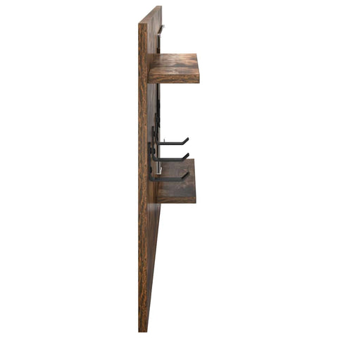 vidaXL Wall-Mounted Coat Rack with Shelf Wall-mounted with Storage with Mirror Smoked oak Engineered wood