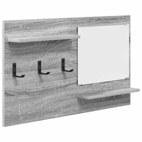 vidaXL Wall-Mounted Coat Rack with Shelf Wall-mounted with Storage with Mirror Grey sonoma Engineered wood