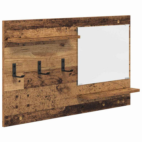 vidaXL Wall-Mounted Coat Rack with Shelf Wall-mounted with Storage with Mirror Old wood Engineered wood