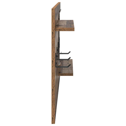 vidaXL Wall-Mounted Coat Rack with Shelf Wall-mounted with Storage with Mirror Old wood Engineered wood