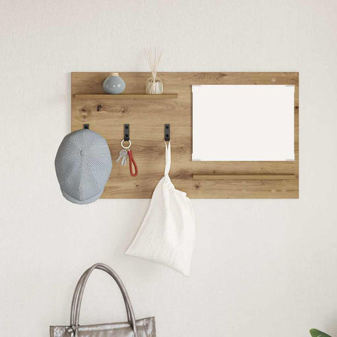 vidaXL Wall-Mounted Coat Rack with Shelf Wall-mounted with Storage with Mirror Artisan oak Engineered wood