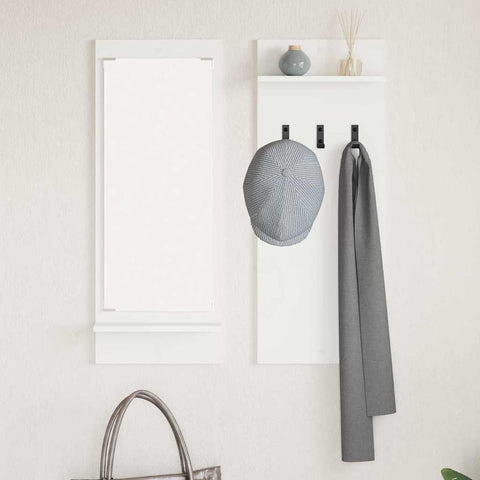 vidaXL Wall-Mounted Coat Rack with Shelf Wall-mounted with Storage with Mirror White Engineered wood