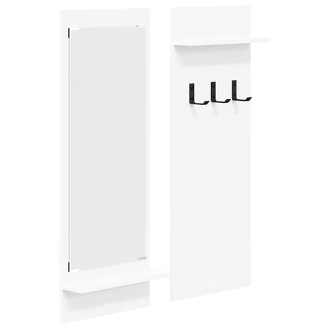 vidaXL Wall-Mounted Coat Rack with Shelf Wall-mounted with Storage with Mirror White Engineered wood
