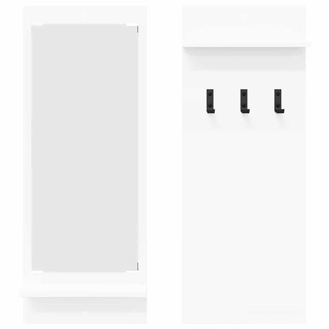 vidaXL Wall-Mounted Coat Rack with Shelf Wall-mounted with Storage with Mirror White Engineered wood
