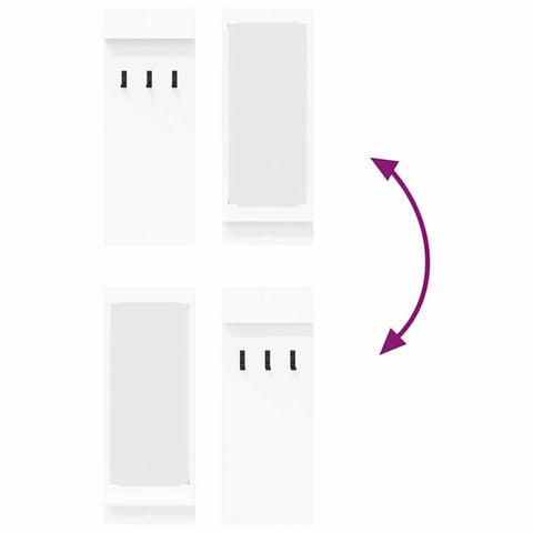 vidaXL Wall-Mounted Coat Rack with Shelf Wall-mounted with Storage with Mirror White Engineered wood