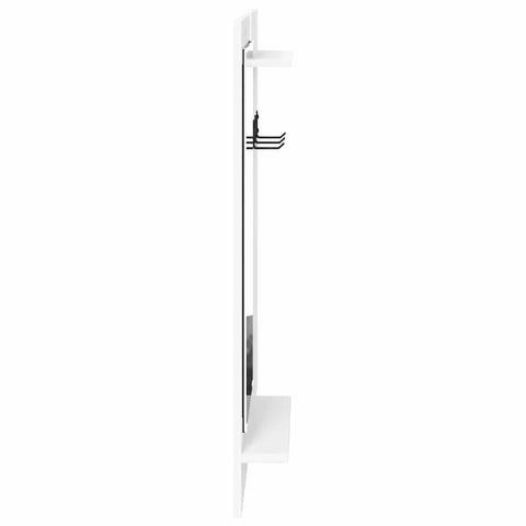 vidaXL Wall-Mounted Coat Rack with Shelf Wall-mounted with Storage with Mirror White Engineered wood