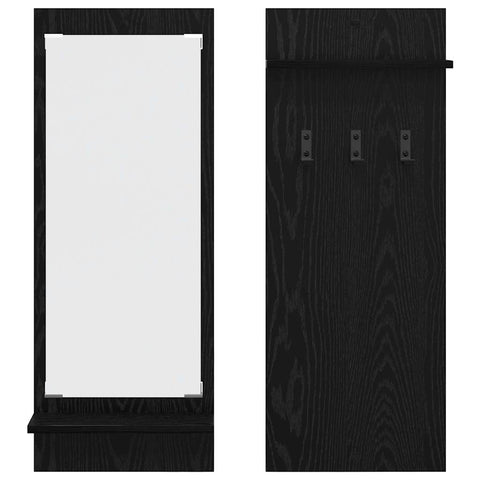 vidaXL Wall-Mounted Coat Rack with Shelf Wall-mounted with Storage with Mirror Black oak Engineered wood