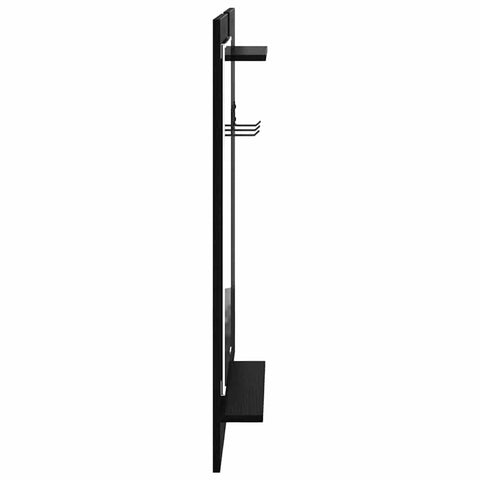 vidaXL Wall-Mounted Coat Rack with Shelf Wall-mounted with Storage with Mirror Black oak Engineered wood