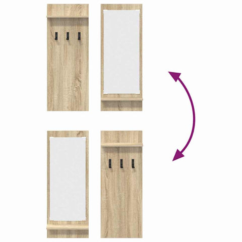 vidaXL Wall-Mounted Coat Rack with Shelf Wall-mounted with Storage with Mirror Sonoma oak Engineered wood