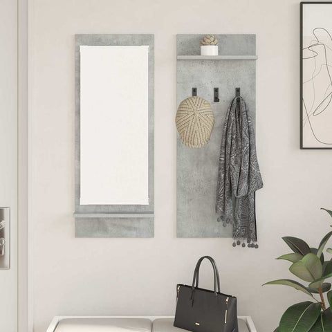 vidaXL Wall-Mounted Coat Rack with Shelf Concrete grey Engineered wood