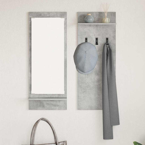 vidaXL Wall-Mounted Coat Rack with Shelf Concrete grey Engineered wood