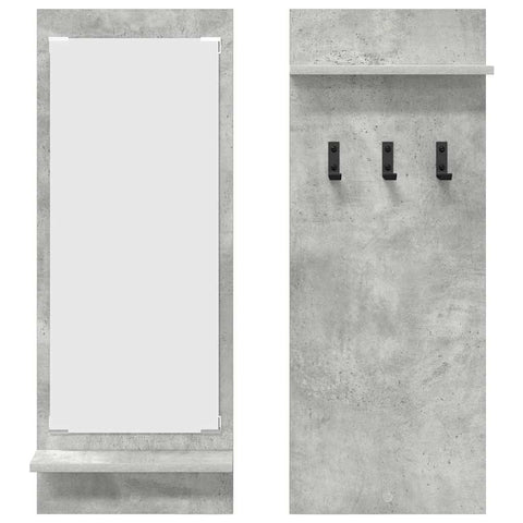 vidaXL Wall-Mounted Coat Rack with Shelf Concrete grey Engineered wood