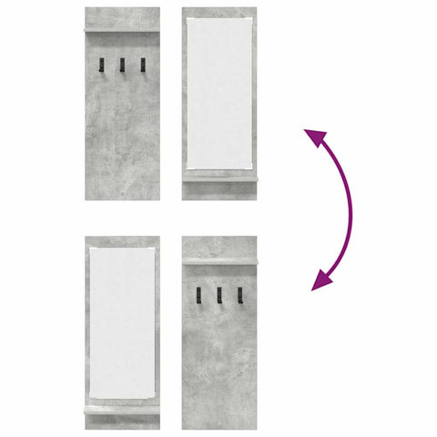 vidaXL Wall-Mounted Coat Rack with Shelf Concrete grey Engineered wood