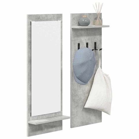 vidaXL Wall-Mounted Coat Rack with Shelf Concrete grey Engineered wood