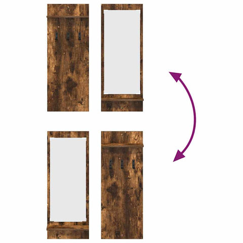 vidaXL Wall-Mounted Coat Rack with Shelf Wall-mounted with Storage with Mirror Smoked oak Engineered wood