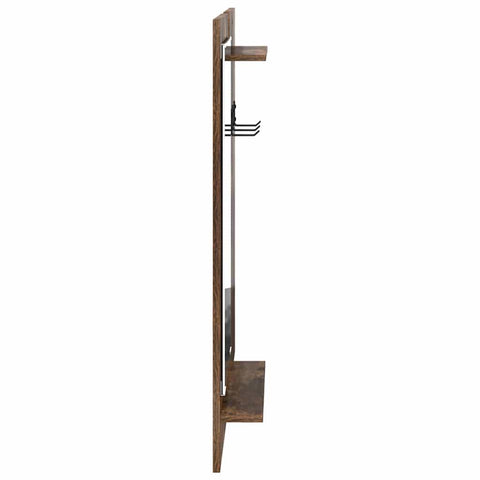 vidaXL Wall-Mounted Coat Rack with Shelf Wall-mounted with Storage with Mirror Smoked oak Engineered wood
