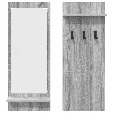 vidaXL Wall-Mounted Coat Rack with Shelf Wall-mounted with Storage with Mirror Grey sonoma Engineered wood