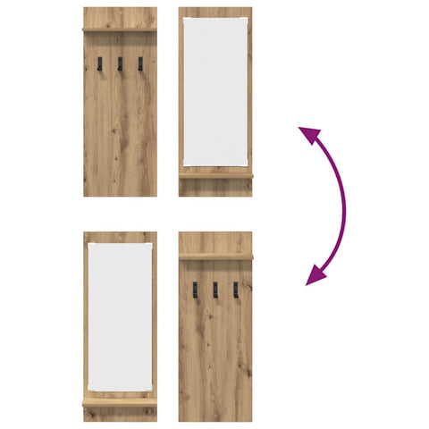 vidaXL Wall-Mounted Coat Rack with Shelf Wall-mounted with Storage with Mirror Artisan oak Engineered wood