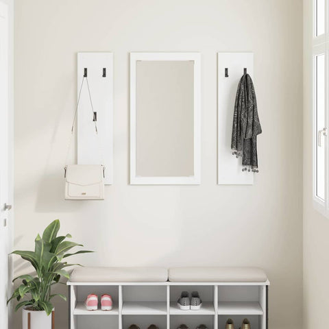 vidaXL Wall-Mounted Coat Rack Wall-mounted with Storage with Mirror White Engineered wood