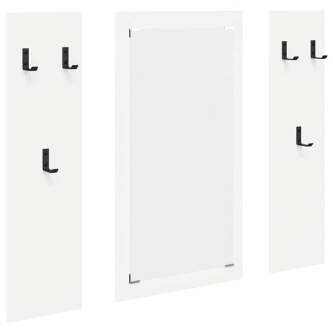 vidaXL Wall-Mounted Coat Rack Wall-mounted with Storage with Mirror White Engineered wood