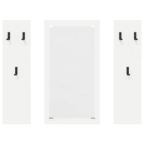 vidaXL Wall-Mounted Coat Rack Wall-mounted with Storage with Mirror White Engineered wood