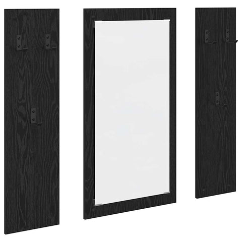 vidaXL Wall-Mounted Coat Rack Wall-mounted with Storage with Mirror Black oak Engineered wood