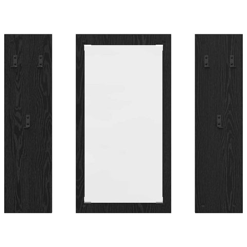 vidaXL Wall-Mounted Coat Rack Wall-mounted with Storage with Mirror Black oak Engineered wood