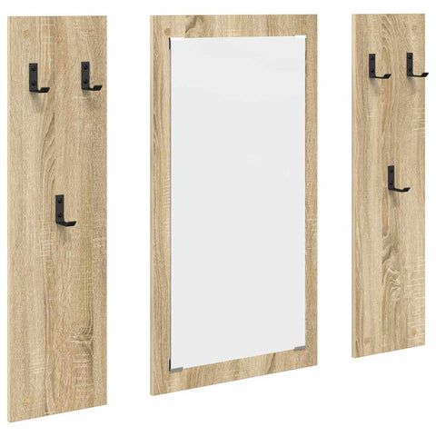 vidaXL Wall-Mounted Coat Rack Wall-mounted with Storage with Mirror Sonoma oak Engineered wood
