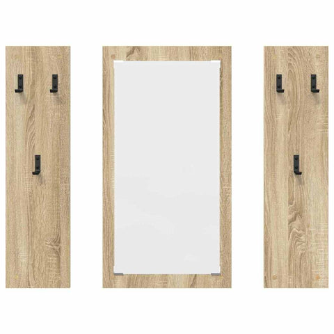 vidaXL Wall-Mounted Coat Rack Wall-mounted with Storage with Mirror Sonoma oak Engineered wood