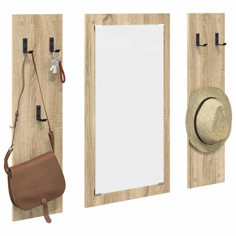 vidaXL Wall-Mounted Coat Rack Wall-mounted with Storage with Mirror Sonoma oak Engineered wood