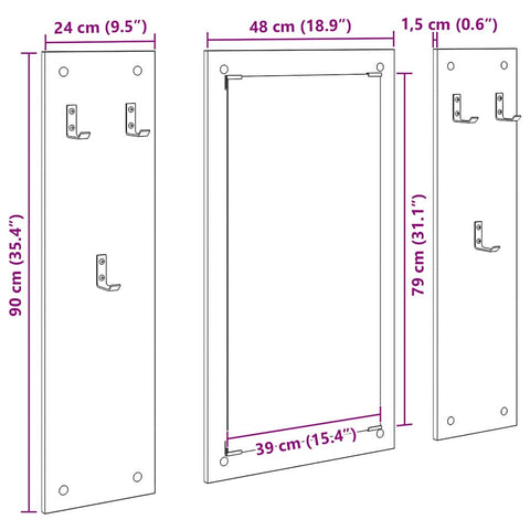 vidaXL Wall-Mounted Coat Rack Wall-mounted with Storage with Mirror Sonoma oak Engineered wood