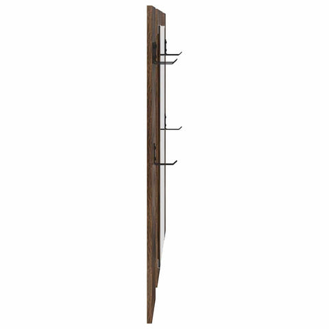 vidaXL Wall-Mounted Coat Rack Wall-mounted with Storage with Mirror Smoked oak Engineered wood