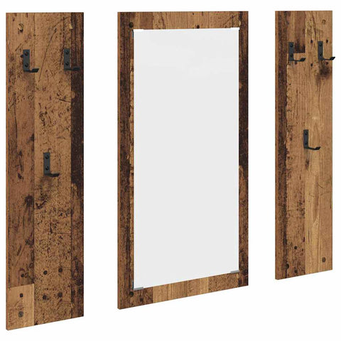 vidaXL Wall-Mounted Coat Rack Wall-mounted with Storage with Mirror Old wood Engineered wood