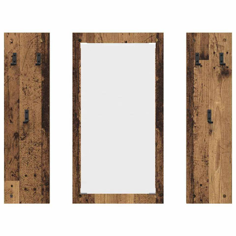 vidaXL Wall-Mounted Coat Rack Wall-mounted with Storage with Mirror Old wood Engineered wood