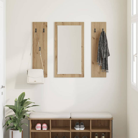 vidaXL Wall-Mounted Coat Rack Wall-mounted with Storage with Mirror Artisan oak Engineered wood