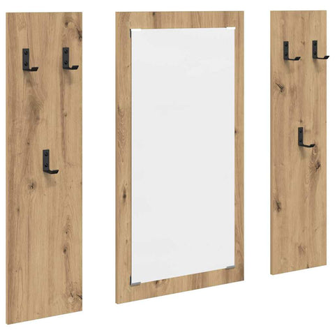 vidaXL Wall-Mounted Coat Rack Wall-mounted with Storage with Mirror Artisan oak Engineered wood
