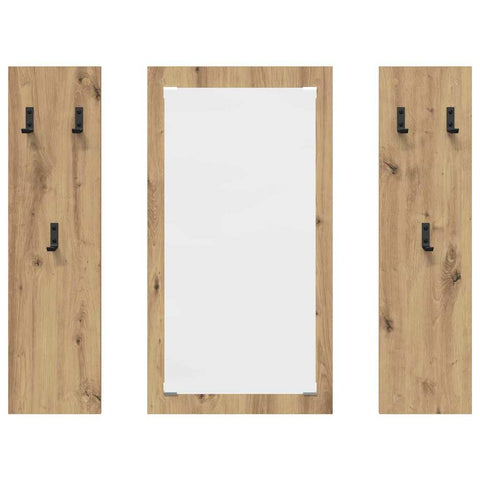 vidaXL Wall-Mounted Coat Rack Wall-mounted with Storage with Mirror Artisan oak Engineered wood