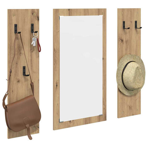 vidaXL Wall-Mounted Coat Rack Wall-mounted with Storage with Mirror Artisan oak Engineered wood