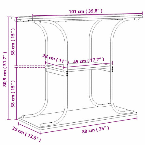 vidaXL Console Table Smoked oak 101 x 35 x 80.5 cm Engineered wood
