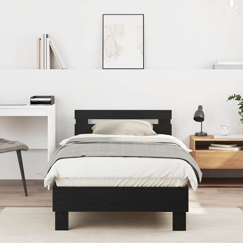 vidaXL Bed Frame with Headboard Black Oak 90 x 200 cm Engineered Wood
