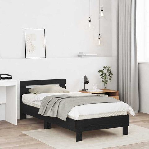 vidaXL Bed Frame with Headboard Black Oak 90 x 200 cm Engineered Wood