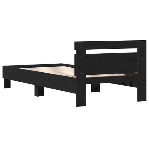 vidaXL Bed Frame with Headboard Black Oak 90 x 200 cm Engineered Wood